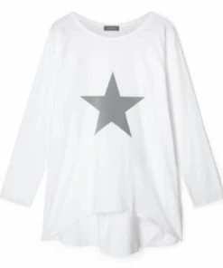 Chalk UK Robyn Giant Star Top - White/ Grey Star