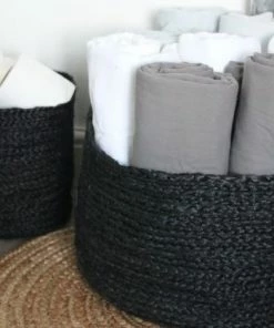 Chalk UK Jute Floor Baskets Black