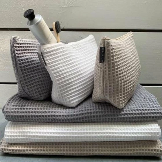 Chalk UK Medium Stone Waffle Wash Bag 4 Chalk UK Medium Stone Waffle Wash Bag