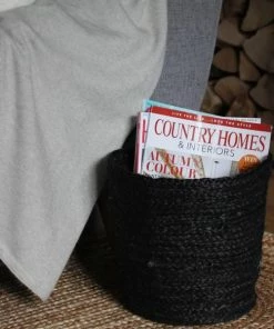 Chalk UK Black Jute Storage Baskets Medium