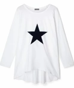 Chalk UK Robyn Giant Star Top - White/ Navy Star