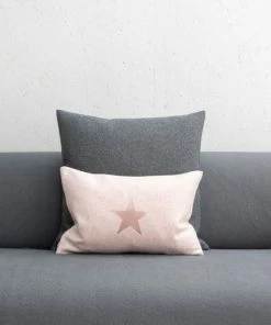 Chalk UK Oblong Felt Pink Cushion With Star - Rose Gold