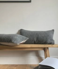 Chalk UK Grey Sheepskin Long Rectangular Cushion
