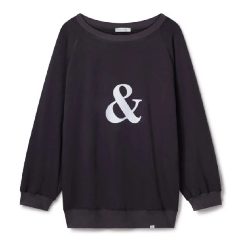 Chalk UK Nancy Ampersand Sweatshirt - Charcoal/ White Text 3 Chalk UK Nancy Ampersand Sweatshirt - Charcoal/ White Text
