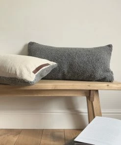 Chalk UK Grey Sheepskin Long Rectangular Cushion