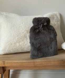 Chalk UK Charcoal Faux Fur Hot Water Bottle