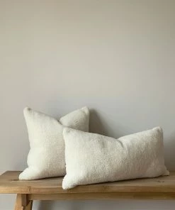 Chalk UK Off-White Sheepskin Long Rectangular Cushion