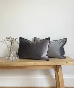 Chalk UK Charcoal Grey Velvet Rectangle Cushion