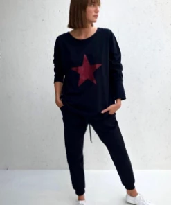 Chalk UK Robyn Top- Black With Giant Gold Star