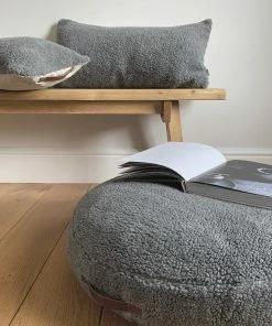 Chalk UK Grey Sheepskin Long Rectangular Cushion