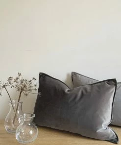 Chalk UK Charcoal Grey Velvet Rectangle Cushion